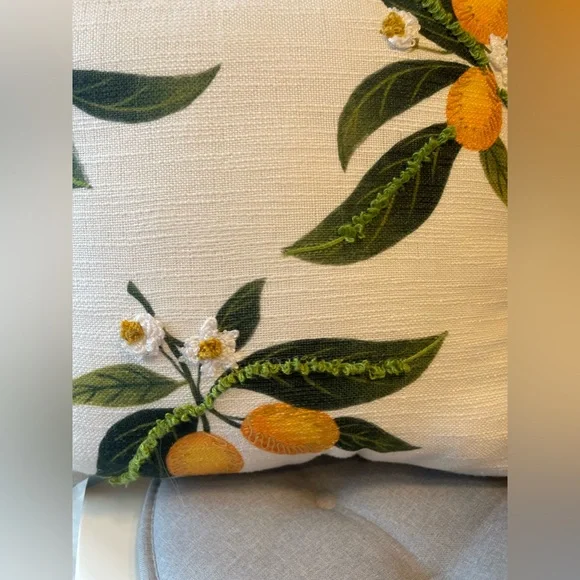 Lemon Embroidered Throw Pillow - Picture 7 of 8